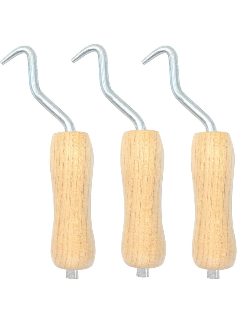 Rebar Twister with Wooden Handle Concrete Iron Wire Tie Twister Tool Hand Steel Tie Tool for Fence Twisting, 3 Pack - Image 1