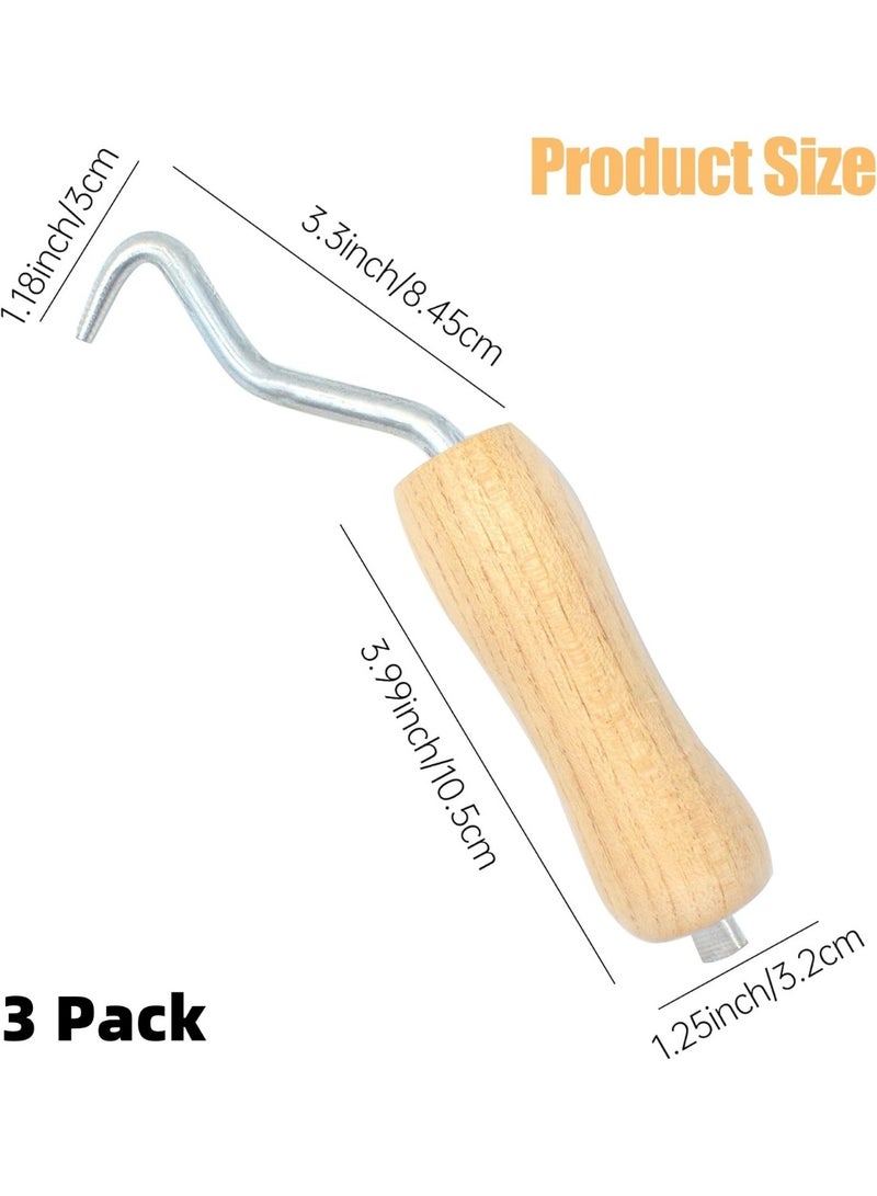 Rebar Twister with Wooden Handle Concrete Iron Wire Tie Twister Tool Hand Steel Tie Tool for Fence Twisting, 3 Pack - Image 2