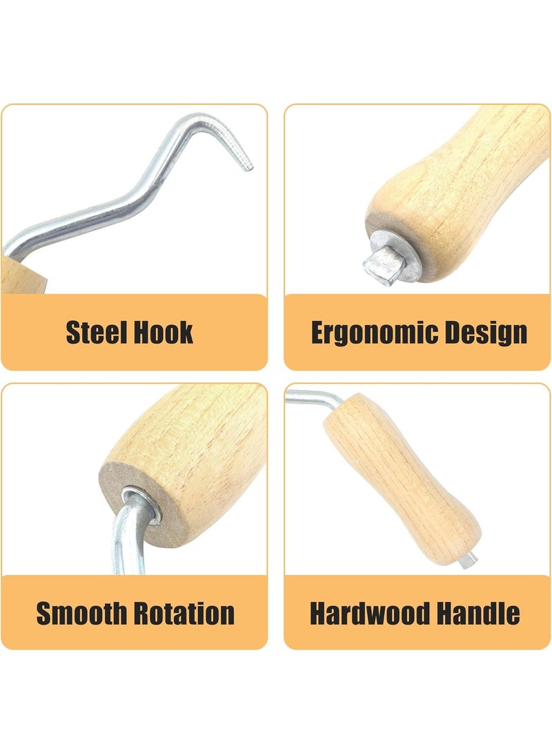 Rebar Twister with Wooden Handle Concrete Iron Wire Tie Twister Tool Hand Steel Tie Tool for Fence Twisting, 3 Pack - Image 4