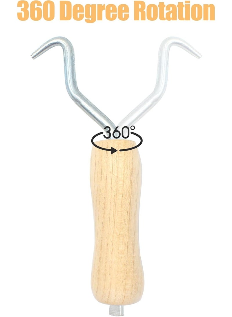 Rebar Twister with Wooden Handle Concrete Iron Wire Tie Twister Tool Hand Steel Tie Tool for Fence Twisting, 3 Pack - Image 3