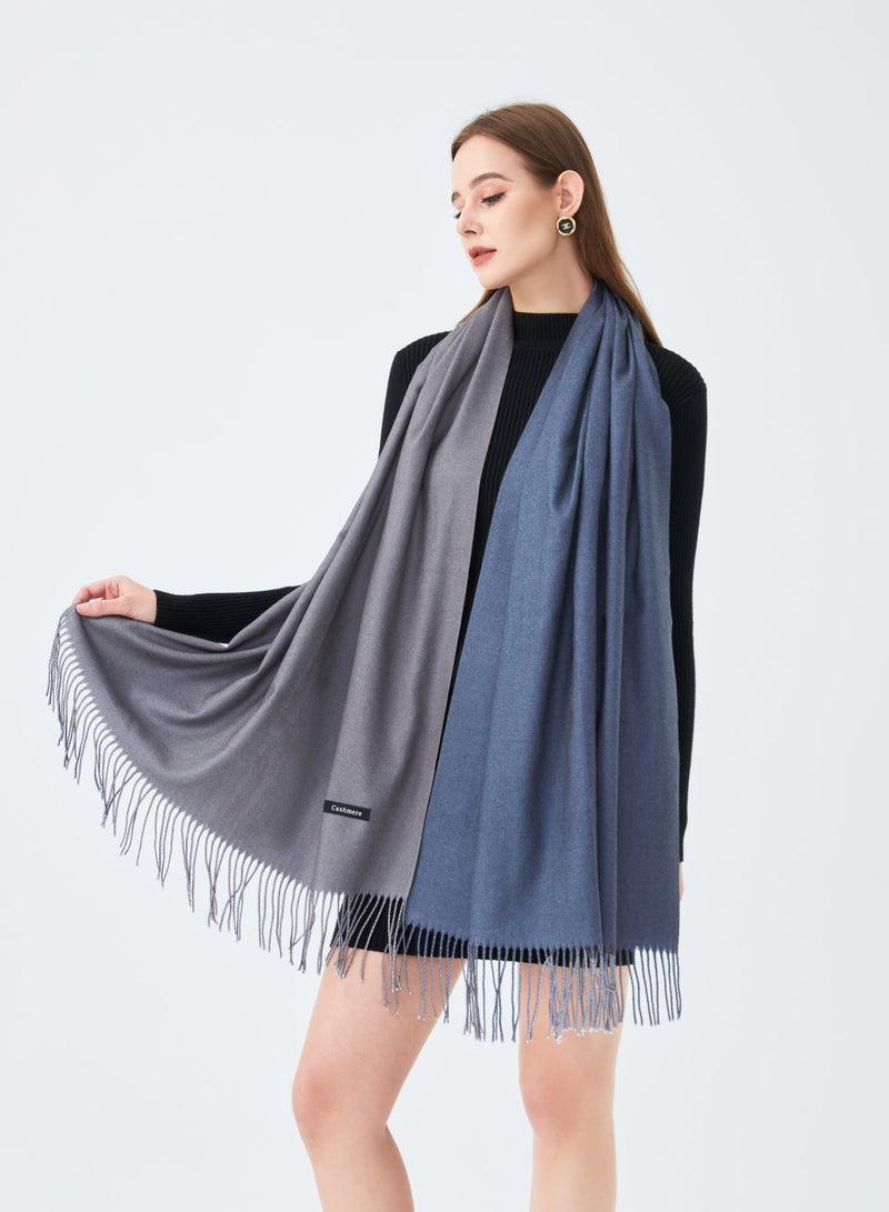 Sky cashmere Two-Tone Reversible Cashmere Shawl  - Image 3