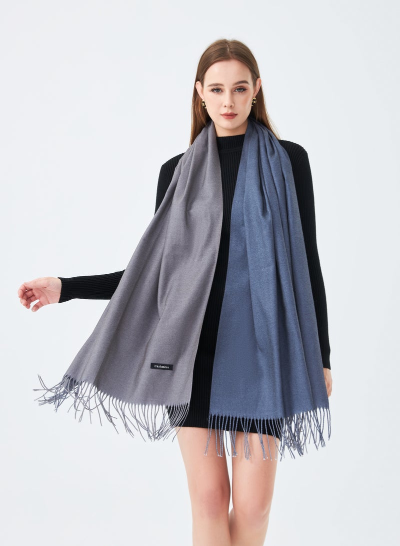 Sky cashmere Two-Tone Reversible Cashmere Shawl  - Image 2