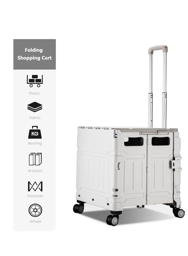 FIPKA 75L Folding Shopping Cart, Portable Cart with Two 360° Swivel Wheels, Adjustable Height Stroller with Cover - Image 2