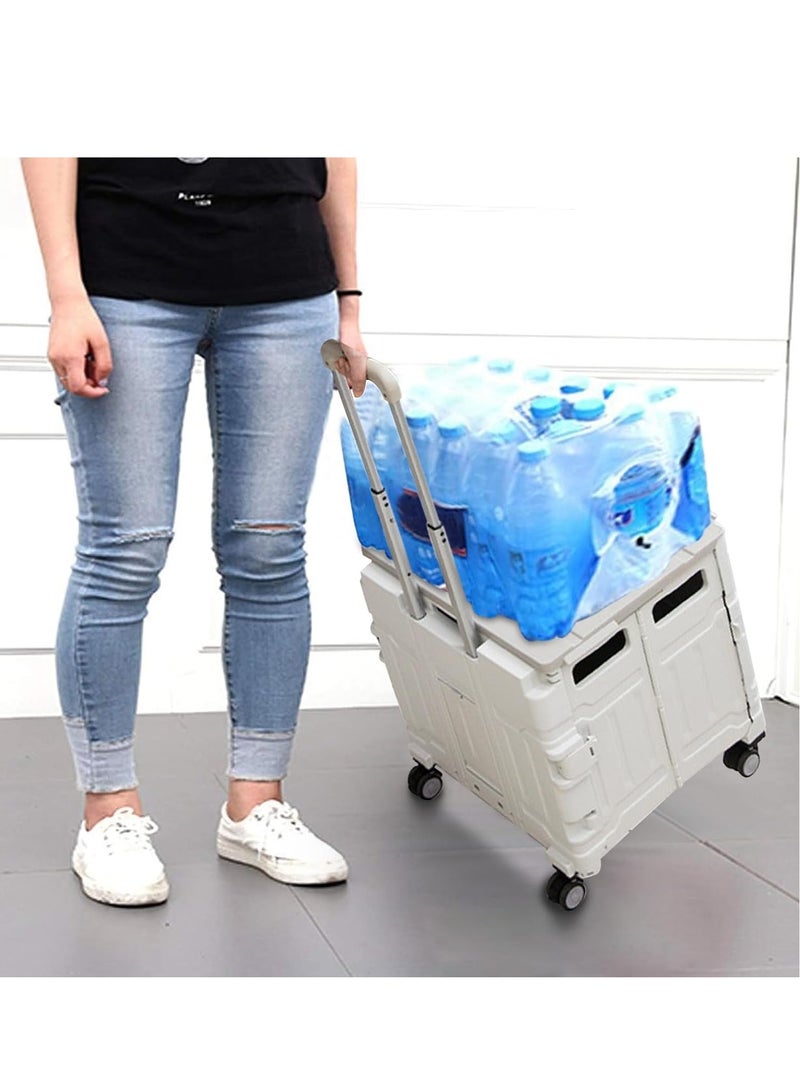FIPKA 75L Folding Shopping Cart, Portable Cart with Two 360° Swivel Wheels, Adjustable Height Stroller with Cover - Image 5