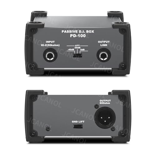 JCANOL PD100 Stereo Passive DI Box Unit Hum Eliminator with GND switch Input Attenuator to Connect Guitar Bass 14 instrument Direct Box to Balanced Unbalanced XLR - Image 1