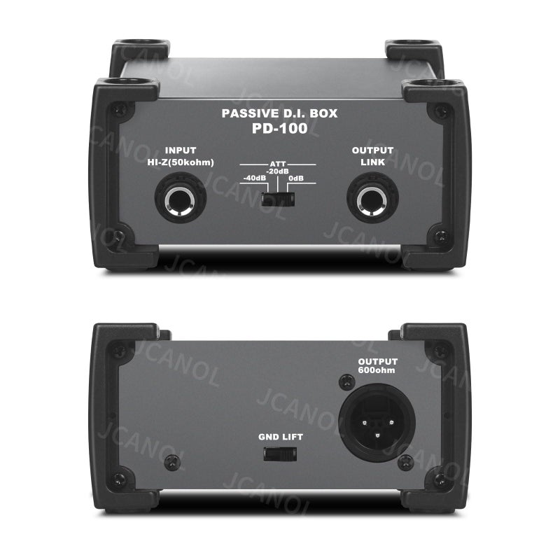 JCANOL PD100 Stereo Passive DI Box Unit Hum Eliminator with GND switch Input Attenuator to Connect Guitar Bass 14 instrument Direct Box to Balanced Unbalanced XLR - Image 2