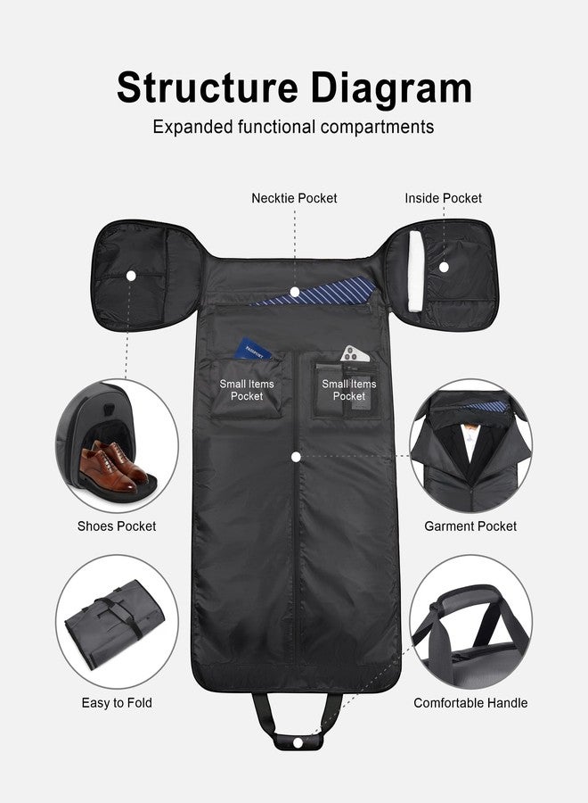 NPBAG Convertible Garment Duffle Bags for Travel - Carry on Garment Bag, Suit Bag for Men & Women, 3 in 1 Foldable Travel Duffle Backpack with Shoulder Strap (Black) - Image 3