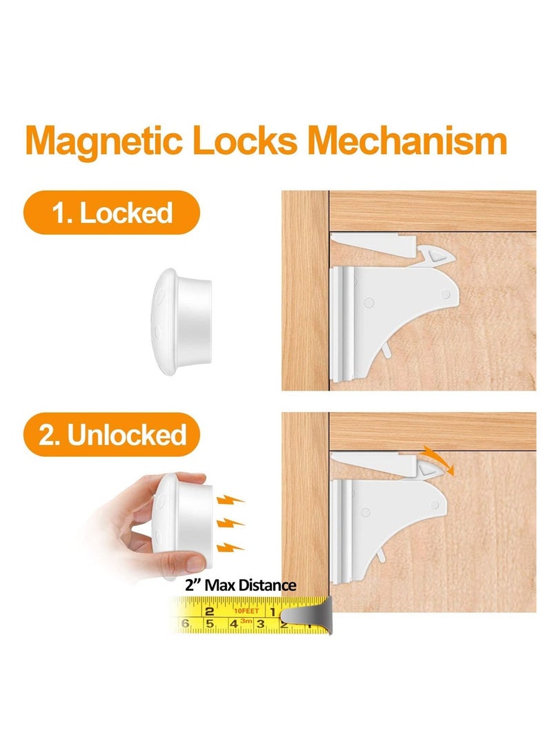 SYOSI Child Safety Locks, 8 Locks, 2 Keys Baby Proofing Magnetic Cabinet Locks Children Proof Cupboard Baby Latches, No Screws or Drilling - Image 3