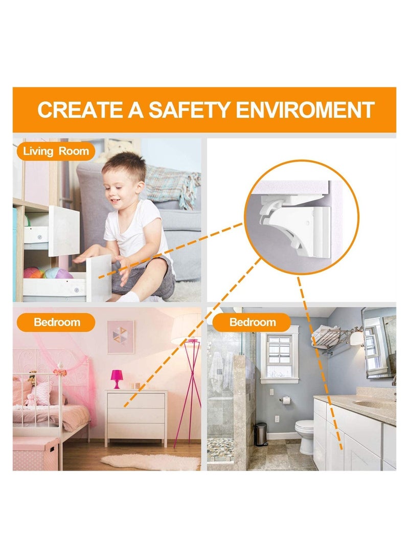 SYOSI Child Safety Locks, 8 Locks, 2 Keys Baby Proofing Magnetic Cabinet Locks Children Proof Cupboard Baby Latches, No Screws or Drilling - Image 5
