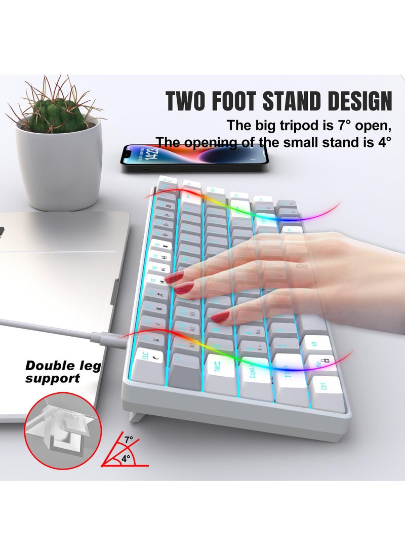 Rock Pow - ROCK POW 84 Keys Mechanical Gaming Keyboard Ice Blue Backlit Ultra-Compact Mini Keyboard Mini Compact Keyboard for PC/Mac Gamer Typist Easy Carry on Trip Red Switch - Image 1