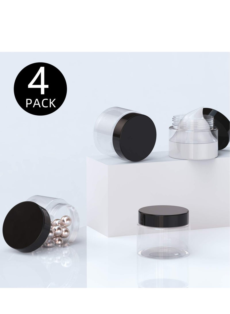 4 Pack 3.4 Ounce Clear Plastic Cosmetic Jars with Leak Proof Lids for Slime Lotion Candy and Craft Storage - Image 2