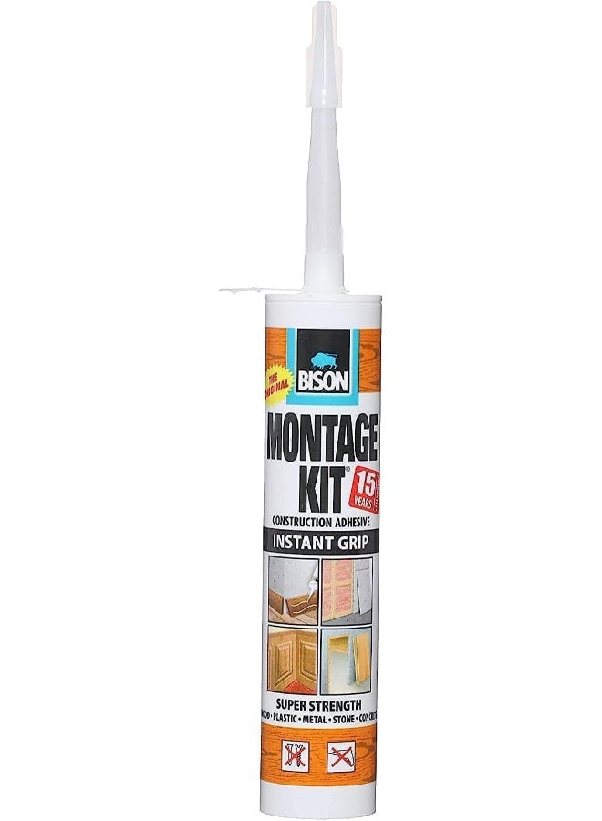 Bison Montage Kit Instant Grip 350g - Universal, extra strong and flexible, filling, assembly, mounting, repair and construction adhesive, For Heavy duty applications - Image 1