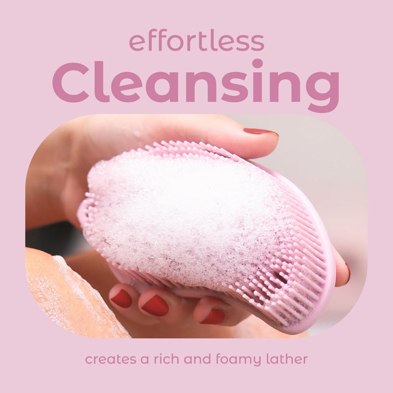 MainBasics Exfoliating Silicone Body Scrubber Pro 2-in-1 Shower Scrubber for Body, Silicone Loofah and Body Massager (Pale Pink, Body + Massage) - Image 4