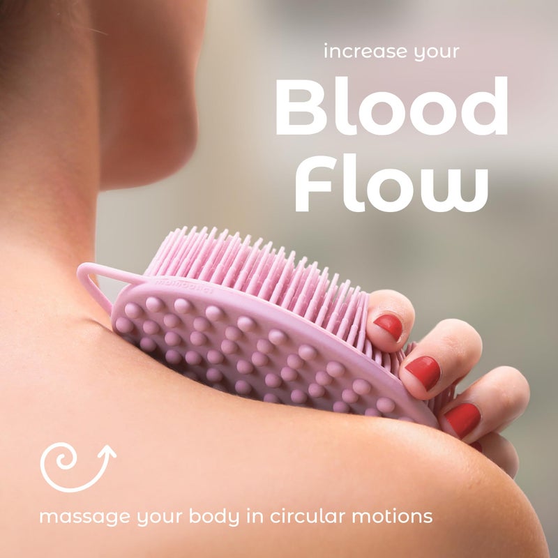 MainBasics Exfoliating Silicone Body Scrubber Pro 2-in-1 Shower Scrubber for Body, Silicone Loofah and Body Massager (Pale Pink, Body + Massage) - Image 5