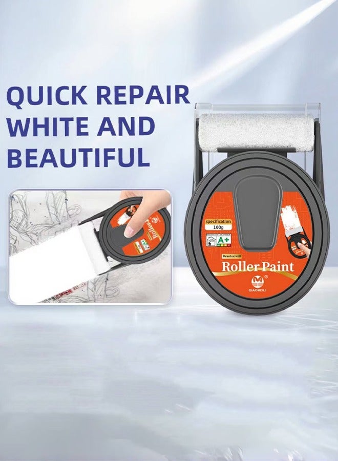 DGSENPI Wall Repair Roller Paint, White Repair Paint, Environmentally Friendly Paint, Fast Drying, No Dust Shedding, Suitable for Wall Renovation, Mildew, Yellow Stains, Graffiti Repair, Convenient Roller Brush Design - Image 1