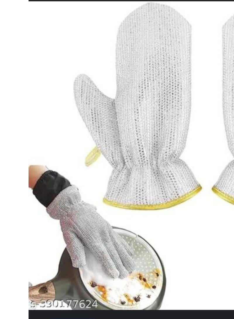 HL 1 Pairs Multipurpose Wire Dishwashing Gloves, Miracle Cleaning Cloth in Glove Shape, Non Scratch Steel Wire Rags for Dishes, Kitchen Cooktops, Counters, Sinks, Pots, Pans, Reusable Cleaning Gloves - Image 1