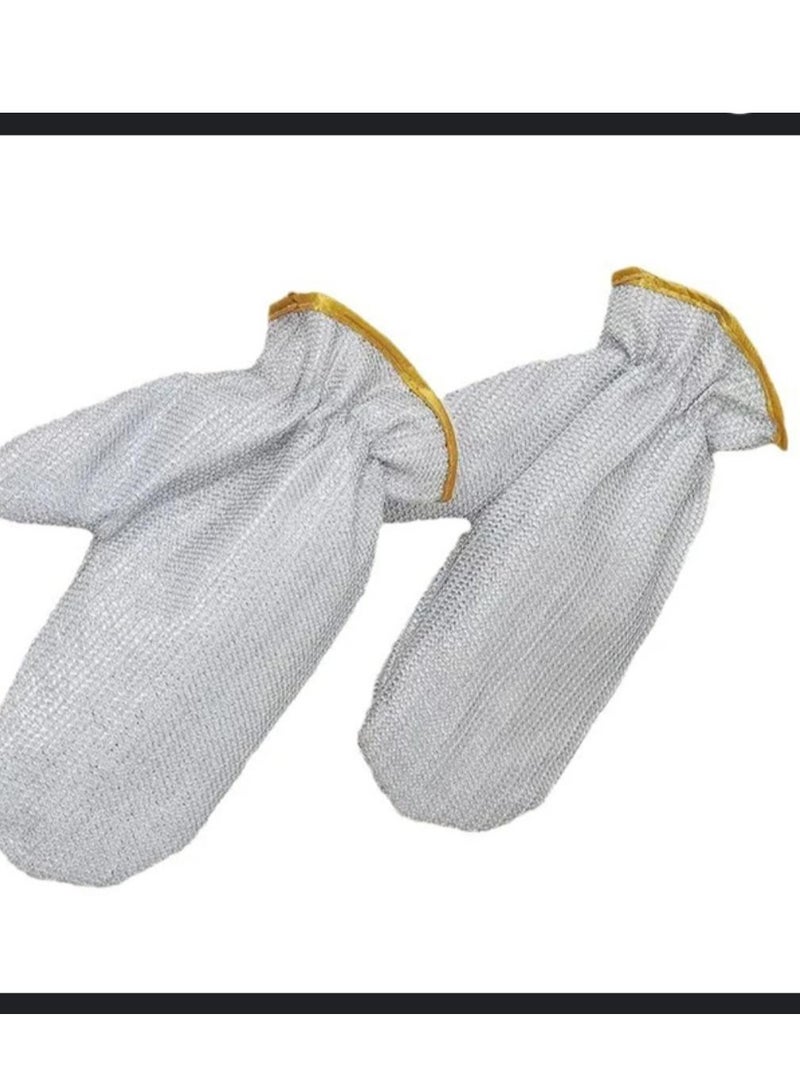 HL 1 Pairs Multipurpose Wire Dishwashing Gloves, Miracle Cleaning Cloth in Glove Shape, Non Scratch Steel Wire Rags for Dishes, Kitchen Cooktops, Counters, Sinks, Pots, Pans, Reusable Cleaning Gloves - Image 3