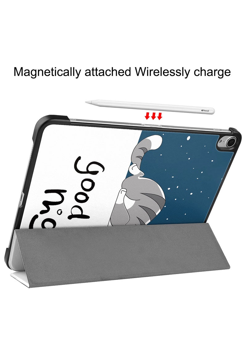 Case For IPad Air 13 Inch (2024) Released Tri Fold Slim Lightweight Hard Shell Smart Protective Cover with Multi-Angle Stand (Lazy Cat)
