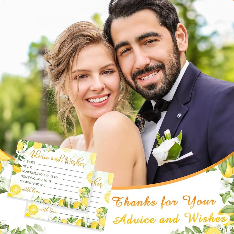 klarako 50 Pcs Advice and Wishes Cards, Uncoated Wedding Advice Cards Heavyweight Printed Guestbook Cards for the Bride and Groom, Baby Shower, Bridal Shower, Wedding Shower, Graduation Party (Lemon Theme) - Image 5