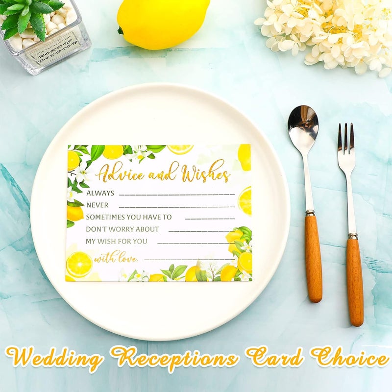klarako 50 Pcs Advice and Wishes Cards, Uncoated Wedding Advice Cards Heavyweight Printed Guestbook Cards for the Bride and Groom, Baby Shower, Bridal Shower, Wedding Shower, Graduation Party (Lemon Theme) - Image 4