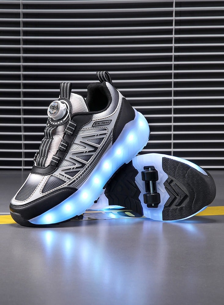 Roller Skates 4 Wheels Shoes for Kids New Upgrade Skates Sneakers LED Light Up Rechargeable Sport Sneaker for Boys Girls Beginner More Balanced - Image 3