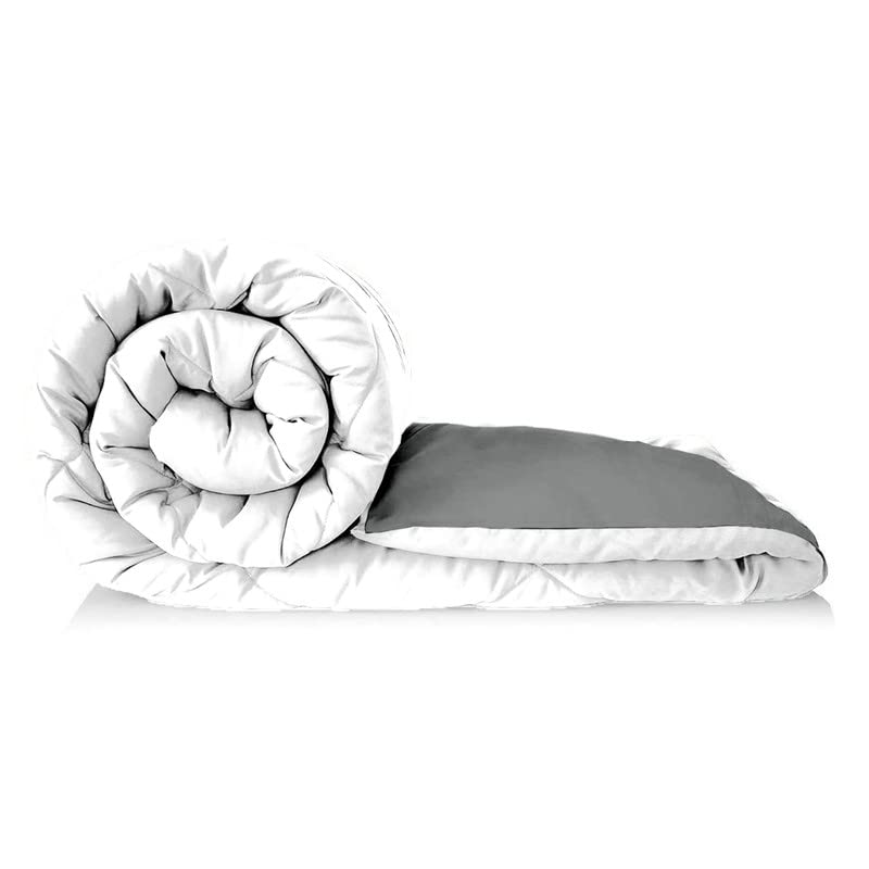 TUNDWAL'S TUNDWALS Microfiber Reversible Solid Extra Comfort Soft ComforterBlanket Double Bed 200 GSM Grey White1 Piece - Image 5