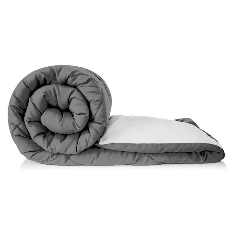 TUNDWAL'S TUNDWALS Microfiber Reversible Solid Extra Comfort Soft ComforterBlanket Double Bed 200 GSM Grey White1 Piece - Image 4