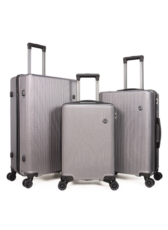 أكلسفيون حقيبة تحتوي على 3 حقائب مع عجلات دوارة خفيفة الوزن ABS+ حقيبة سفر (20/24/28) رمادية - Image 1