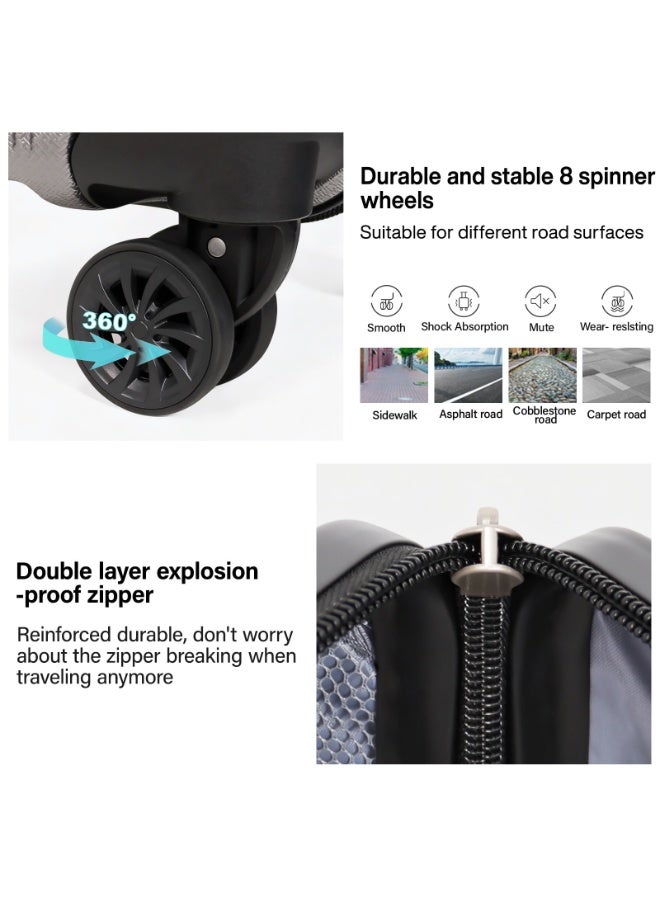 أكلسفيون حقيبة تحتوي على 3 حقائب مع عجلات دوارة خفيفة الوزن ABS+ حقيبة سفر (20/24/28) رمادية - Image 4