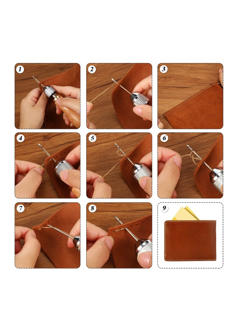 Excefore 12 Pcs Sewing Awl Kit, Portable Leather Sewing Awl Kit, Straight and Bent Needles, Canvas Leather Sewing Awl Needle with Copper Handle, with Small Screwdriver for DIY Craft - Image 5