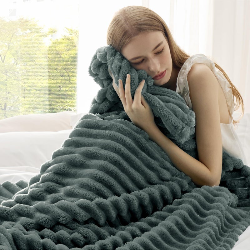 بيد شور بطانية الصوف الخضراء من سرير Mallard للأريكة - بطانيات دافئة ناعمة للغاية للنساء بطانية صغيرة لطيفة للبنات 50 × 60 بوصة - Image 3