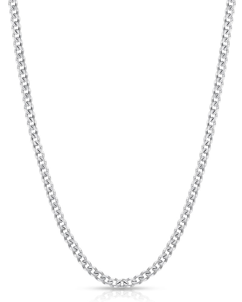 Fiusem 3.5mm Silver Colored Chains for Men, Silver Plated Mens Chain Cuban Link Chain Necklace for Men and Women, Stainless Steel Mens Necklaces 24 Inch - Image 1