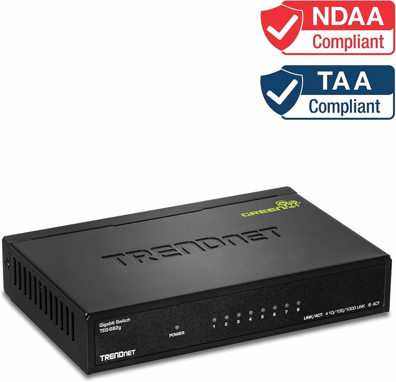 Trendnet مفتاح جيجابت 8 منافذ GREENnet، مفتاح شبكة إيثرنت، TEG-S82G، 8 × 10-100-1000 ميجابت في الثانية منافذ جيجابت إيثرنت، مقسم إيثرنت، 16 جيجابت في الثانية، معدني، حماية مدى الحياة، أسود - Image 2