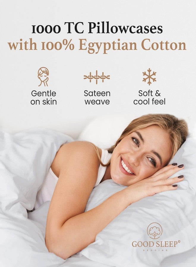 Good Sleep Bedding 1000 TC Light Gray Standard Pillowcases Set of 4 100% Egyptian Cotton Pillow Cases with Long Staple Cotton & Sateen Weave, Silky Soft Hotel - Like Bed Pillow Covers for Comfy Sleeping, Snug Fit - Image 4
