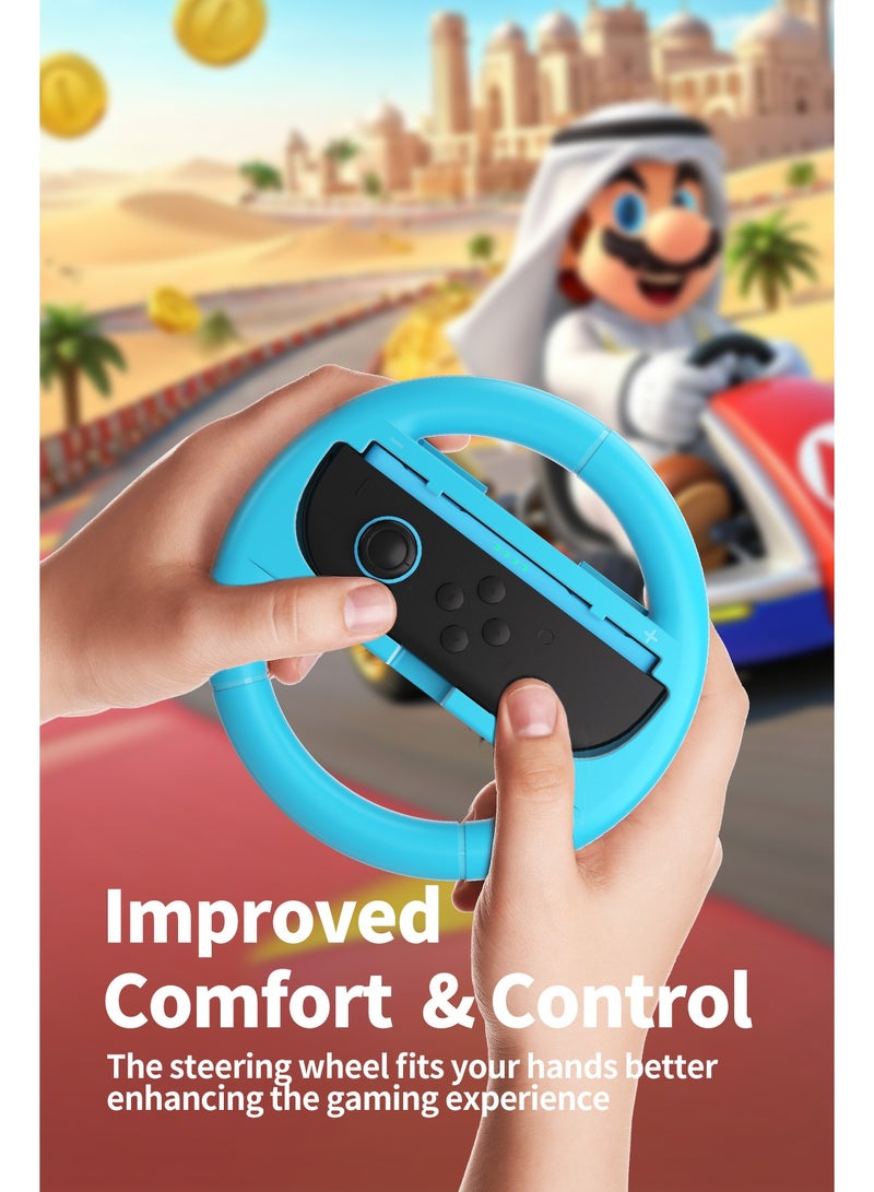 بيكسنست عجلة قيادة سويتش لجهاز نينتندو سويتش 2 (2025)، عبوة من 2 عجلة قيادة سباق ماريو كارت وورلد 9/8، مقبض عجلة قيادة ماريو كارت لجهاز سويتش 2، مجموعة ملحقات جوي-كون (أحمر-أزرق) - Image 3