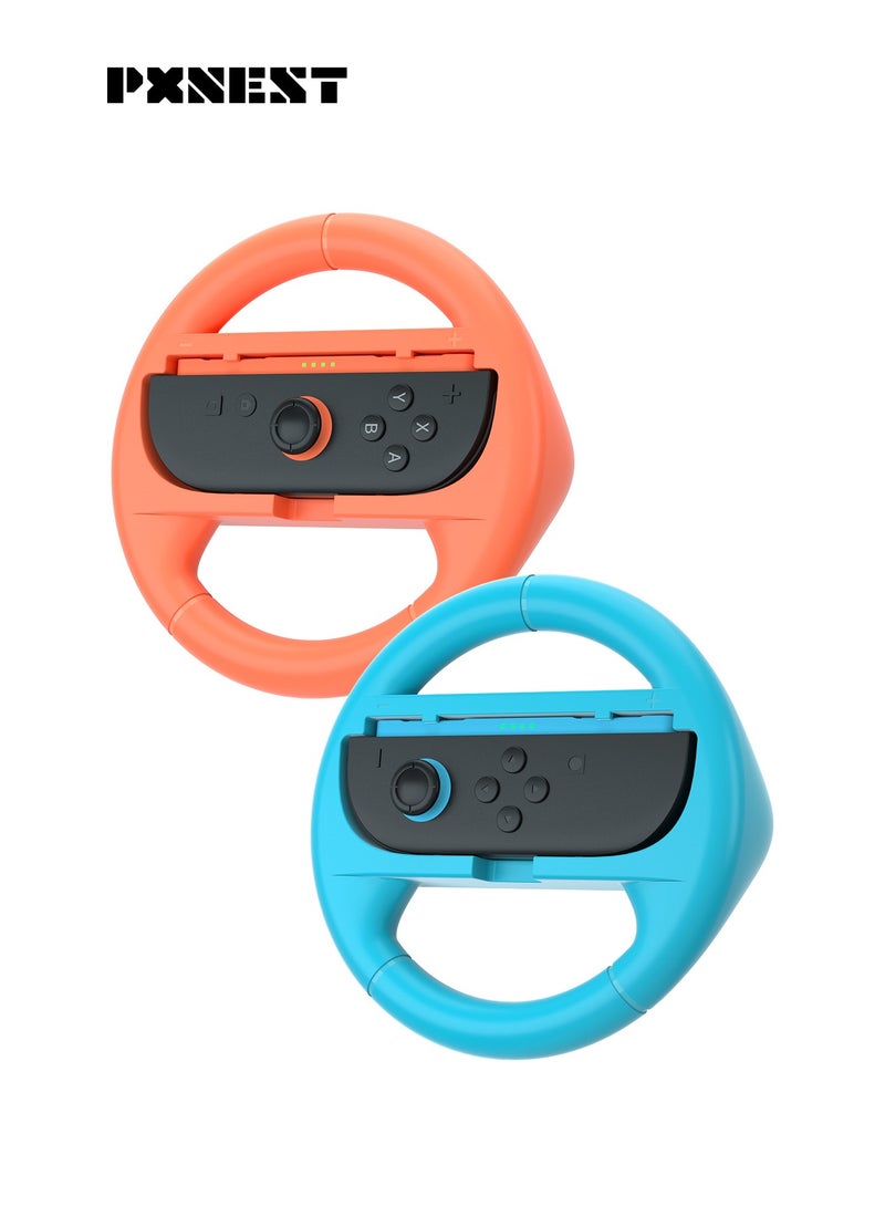 بيكسنست عجلة قيادة سويتش لجهاز نينتندو سويتش 2 (2025)، عبوة من 2 عجلة قيادة سباق ماريو كارت وورلد 9/8، مقبض عجلة قيادة ماريو كارت لجهاز سويتش 2، مجموعة ملحقات جوي-كون (أحمر-أزرق) - Image 2