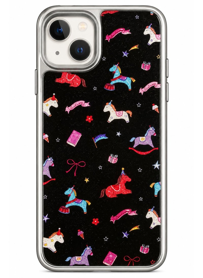 UNICORN Protective case compatible with iPhone 13 and iPhone 14, featuring various designs, a glossy-finish frame, and a carbon fiber-patterned back – stylish and modern protection. - Image 1
