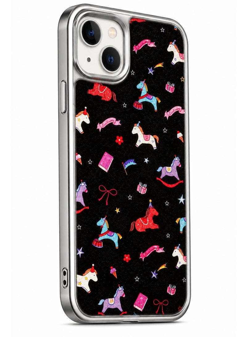 UNICORN Protective case compatible with iPhone 13 and iPhone 14, featuring various designs, a glossy-finish frame, and a carbon fiber-patterned back – stylish and modern protection. - Image 2