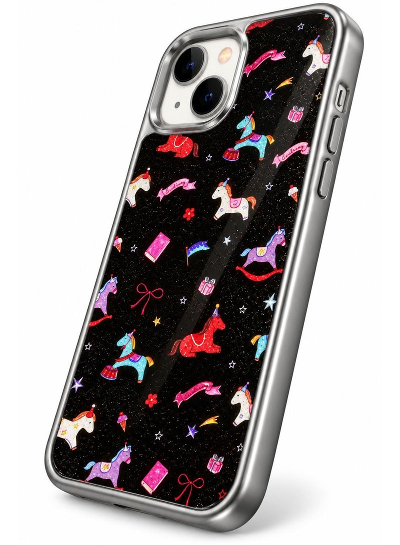 UNICORN Protective case compatible with iPhone 13 and iPhone 14, featuring various designs, a glossy-finish frame, and a carbon fiber-patterned back – stylish and modern protection. - Image 3