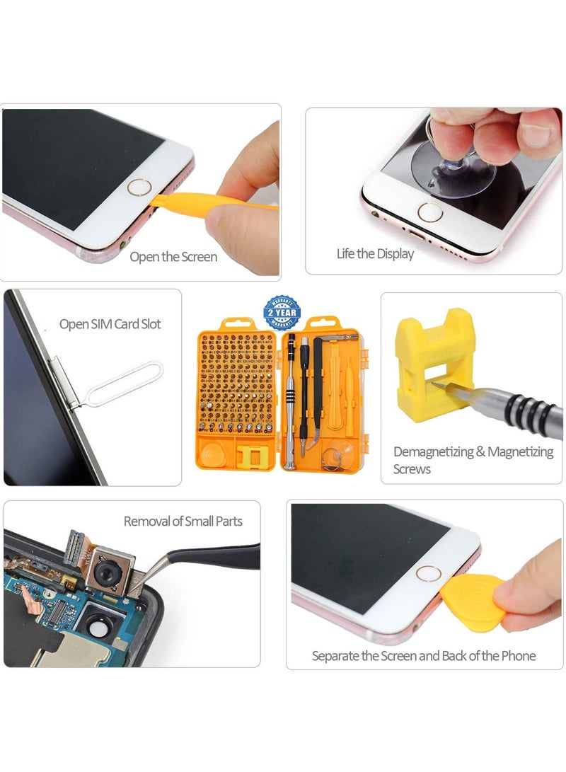 SYOSI مجموعة مفكات، مجموعة أدوات مفكات احترافية 110 في 1، مفكات دقيقة مغناطيسية لإصلاح الأجهزة الإلكترونية لأجهزة التابلت، الكمبيوتر، اللابتوب، الهاتف، الساعة، الكاميرا، النظارات، جهاز الألعاب - Image 4
