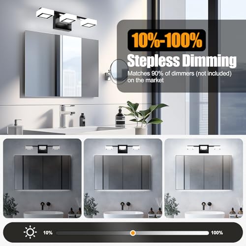 Lightania LED Modern Bathroom Light Fixtures, 3-Light Dimmable Vanity Lights with 5 Color Modes, Matte Black Acrylic Bathroom Wall Lighting Fixtures Over Mirror, 2700K- 6500K Adjustable, 18 Inch, ETL Listed - Image 5
