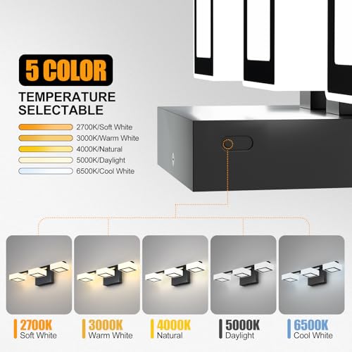 Lightania LED Modern Bathroom Light Fixtures, 3-Light Dimmable Vanity Lights with 5 Color Modes, Matte Black Acrylic Bathroom Wall Lighting Fixtures Over Mirror, 2700K- 6500K Adjustable, 18 Inch, ETL Listed - Image 3