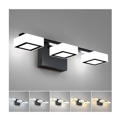 Lightania LED Modern Bathroom Light Fixtures, 3-Light Dimmable Vanity Lights with 5 Color Modes, Matte Black Acrylic Bathroom Wall Lighting Fixtures Over Mirror, 2700K- 6500K Adjustable, 18 Inch, ETL Listed - Image 1
