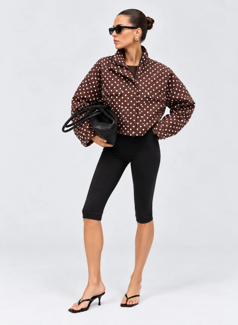 Ginger Funnerl Neck Polka Dot Jacket