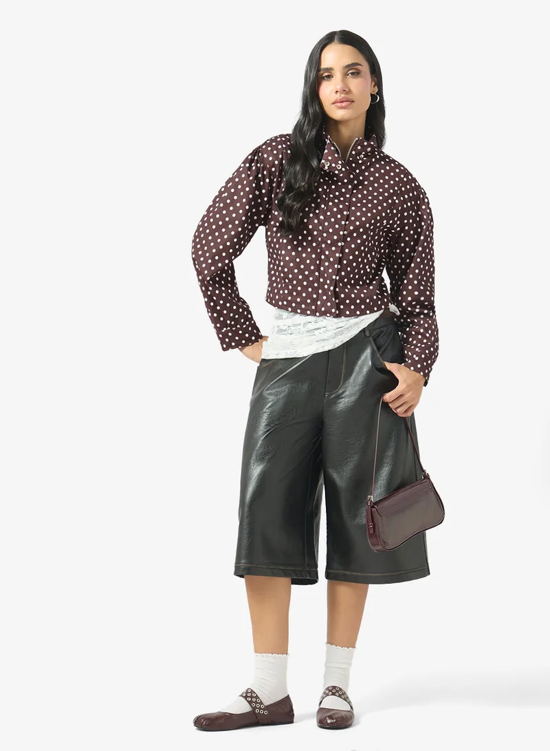 Ginger  Funnerl Neck Polka Dot Jacket for Women | Best Price UAE