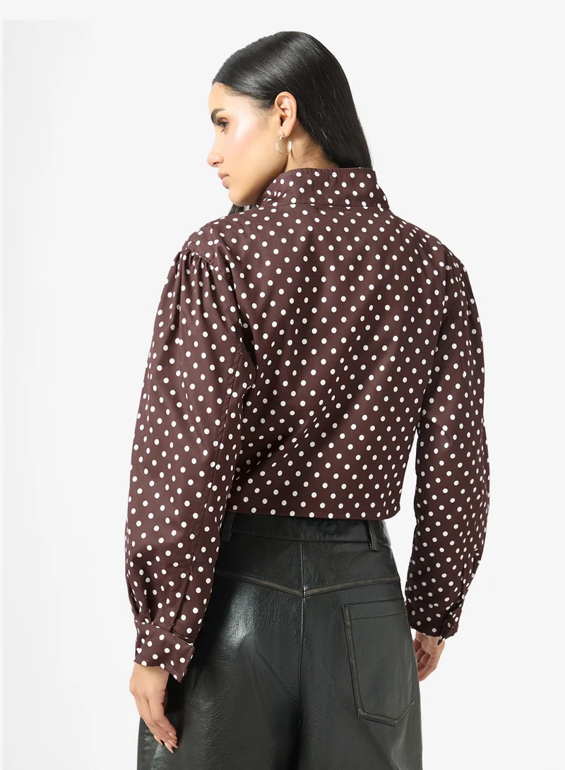 Ginger  Funnerl Neck Polka Dot Jacket for Women | Best Price UAE