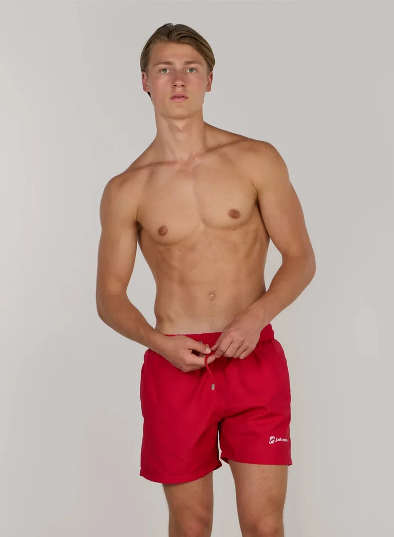 Solid Red Swim Shorts