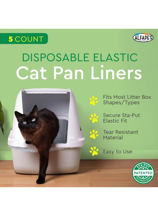Alfapet Kitty Cat Pan Litter Box Liners-5-Pack-For Extra-Giant, jumbo, super-jumbo Size litter Pans- With Sta-Put Technology for Firm, Easy Fit- Quick + Clever Waste Cleaners… (5 count) - Image 2