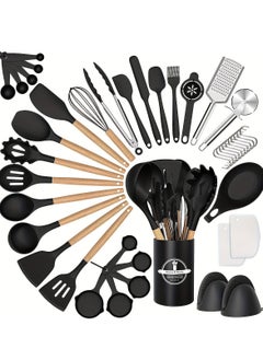 43-Piece Silicone Kitchen Utensils Set: Non-Stick, Heat-Resistant with Wooden Handles and Storage Holder - Perfect for Cooking a - pzsku/Z0A9CEBE766C462FA576AZ/45/_/1733900946/c958adcf-7aa8-499e-b061-2548055c2e2b