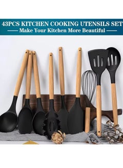 43-Piece Silicone Kitchen Utensils Set: Non-Stick, Heat-Resistant with Wooden Handles and Storage Holder - Perfect for Cooking a - pzsku/Z0A9CEBE766C462FA576AZ/45/_/1733900966/d1eeb87d-fbcc-4316-9589-e39573fbc796